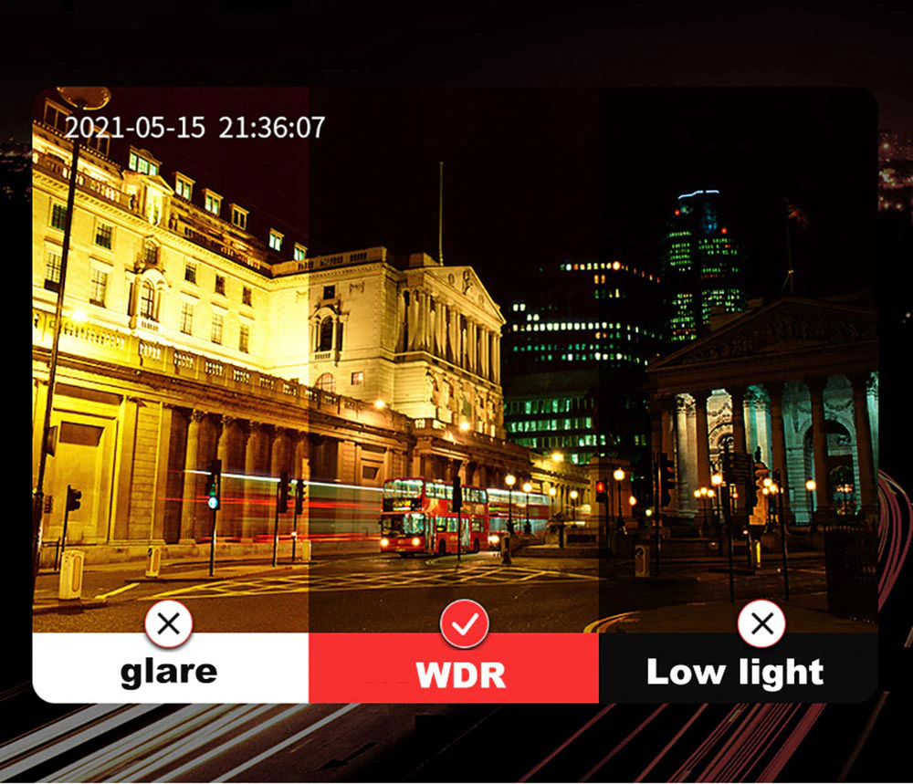 Car Triple Lens Dash Cam HD 1080P