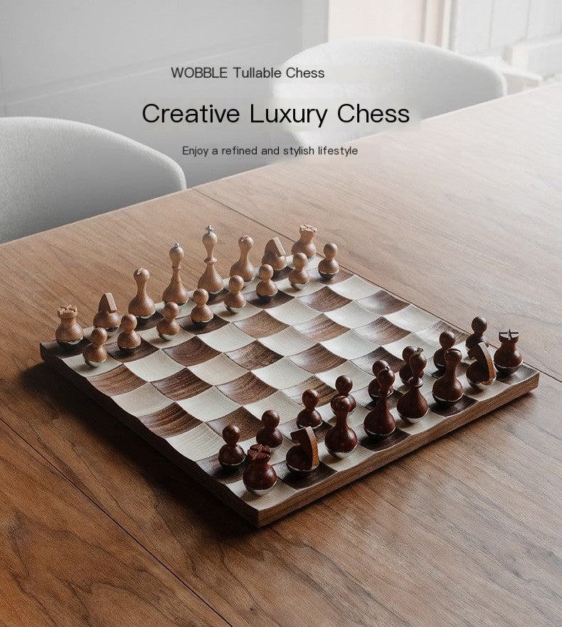 High-End Wooden Creative Chess Set for Home Decor