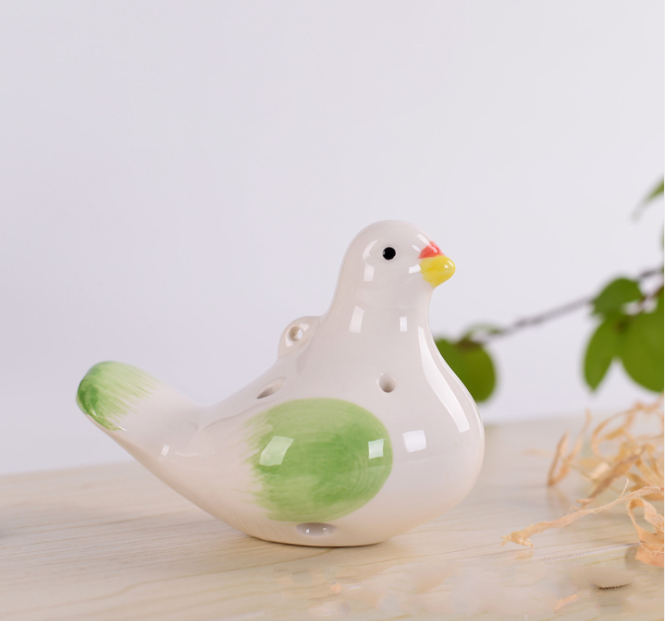 Celestial Flight: The Hand-Painted Pigeon 6-Hole Ceramic Ocarina