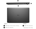 dell_16_laptop_physical_dimensions_and_weight_specifications_infographicThis technical e-commerce infographic highlights the physical chassis dimensions and weight metrics of the closed Dell 16 laptop from right-edge and top-down back-cover views. The structured data profile details a height range of 0.66 inches to 0.78 inches (16.74 mm to 19.90 mm), a total depth of 9.87 inches (250.60 mm), a width profile spanning 14.07 inches (357.30 mm), and an ultra-portable starting weight of 4.18 lbs (1.89 kg).