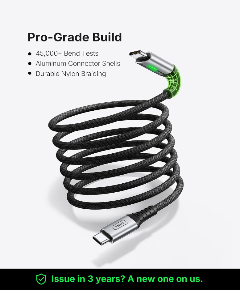 INIU 240W USB-C to USB-C Cable (6.6ft 2-Pack)