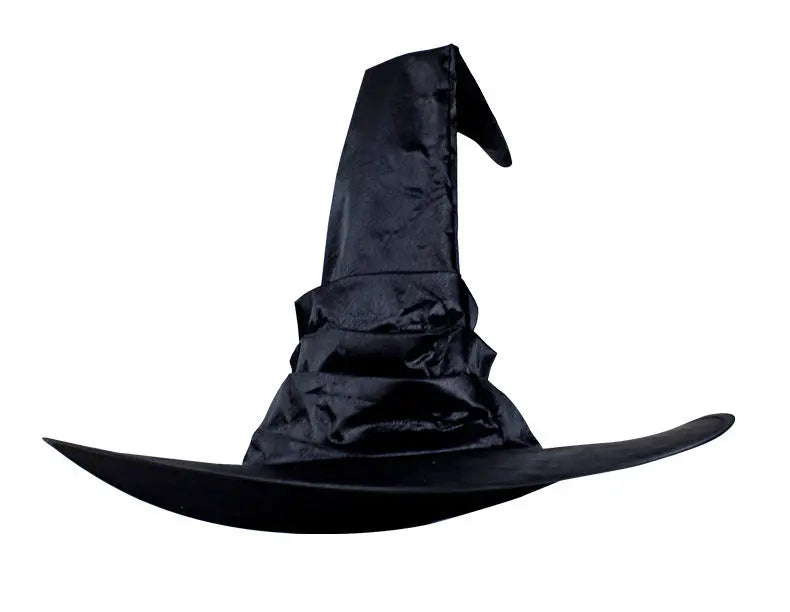 Premium Satin Pleated Witch Hat | Deluxe Ruched Gothic Sorceress Costume Cap Anakha H. Nyx