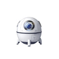 Front view of the white Ran Yue space capsule humidifier showing the clear viewing window and internal astronaut.