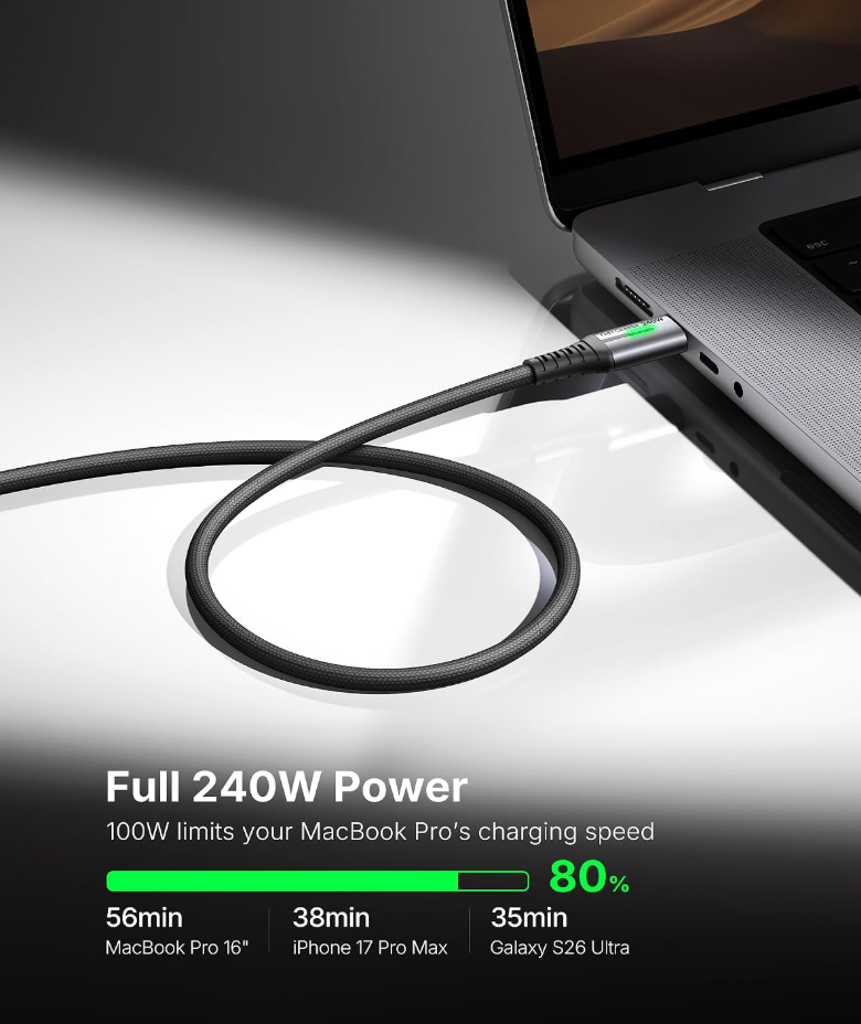 INIU 240W USB-C to USB-C Cable (6.6ft 2-Pack)