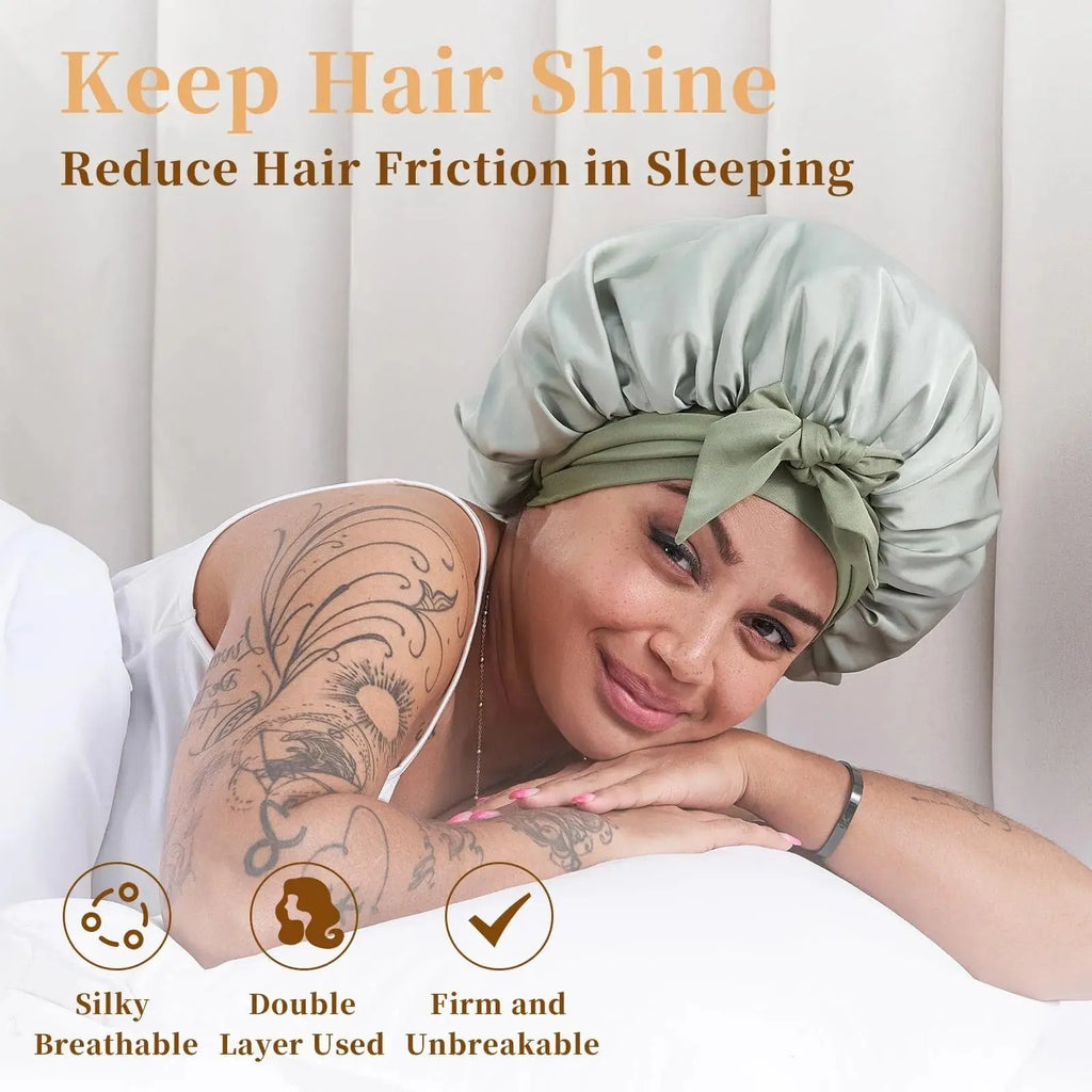 Premium Dual-Layer Hair Wrap with Adjustable Tie Band Anakha H. Nyx