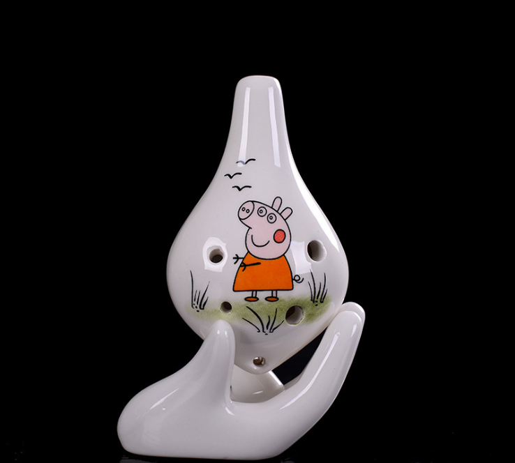 Playful Melodies: The Enchanting Ceramic Pig 6-Hole Ocarina