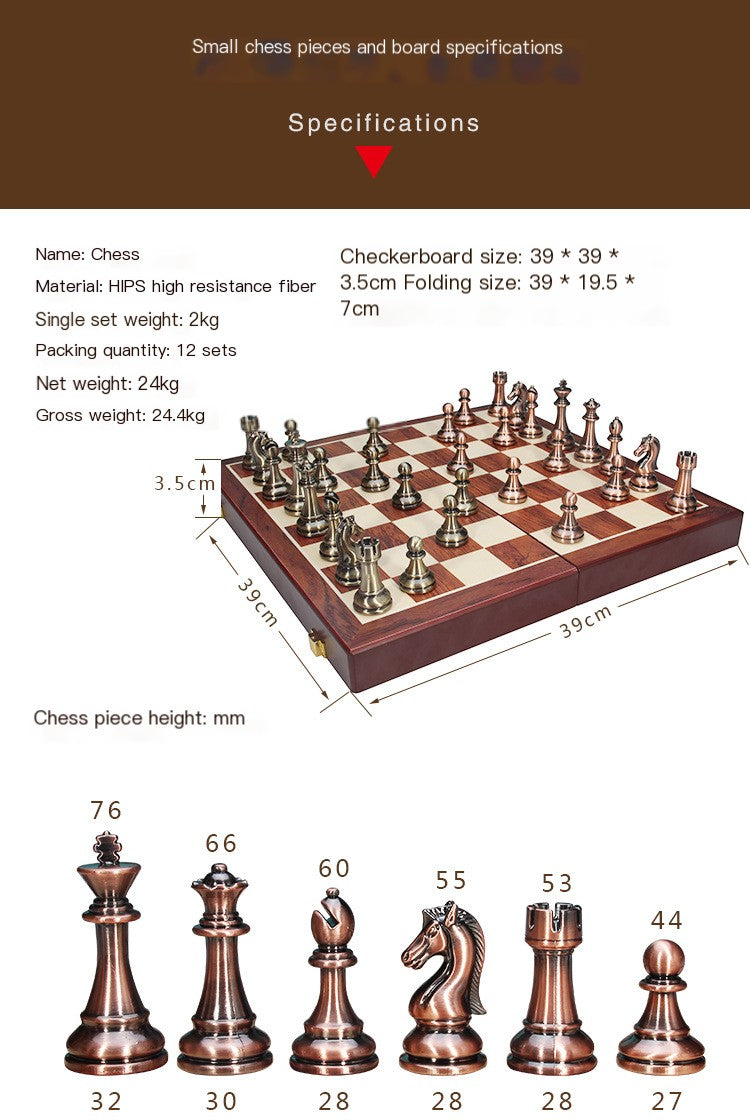 Premium Metal Bronze & Copper Competition Chess Set