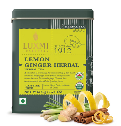Luxmi Estates Organic Lemon Ginger Tea Tin