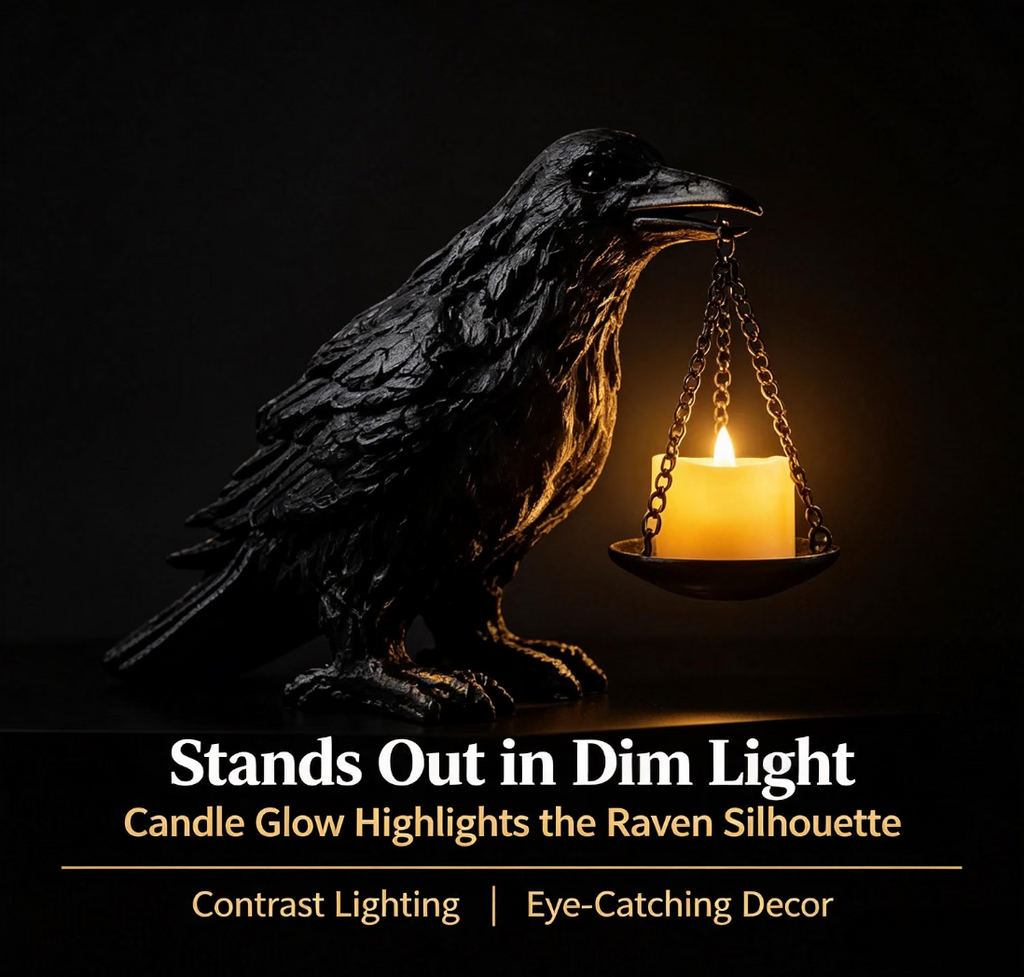 Neliangia Black Crow Tealight Candle Holder Statue