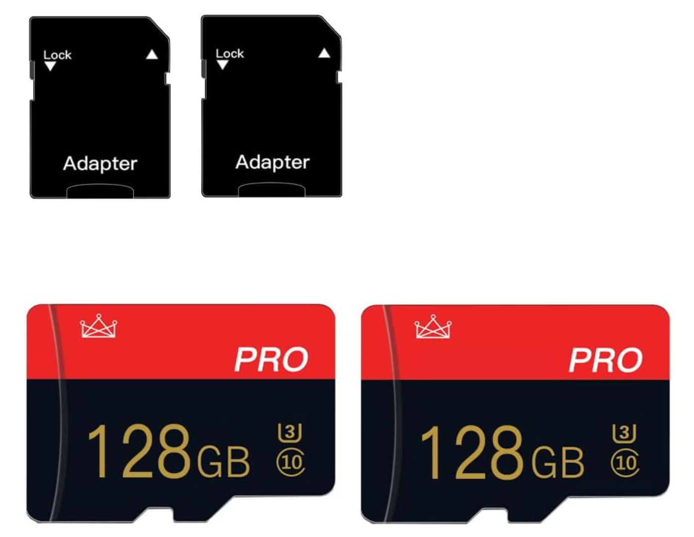 TECKFLARY 2-Pack 128GB Micro SD Class 10 Memory Cards with Adapters