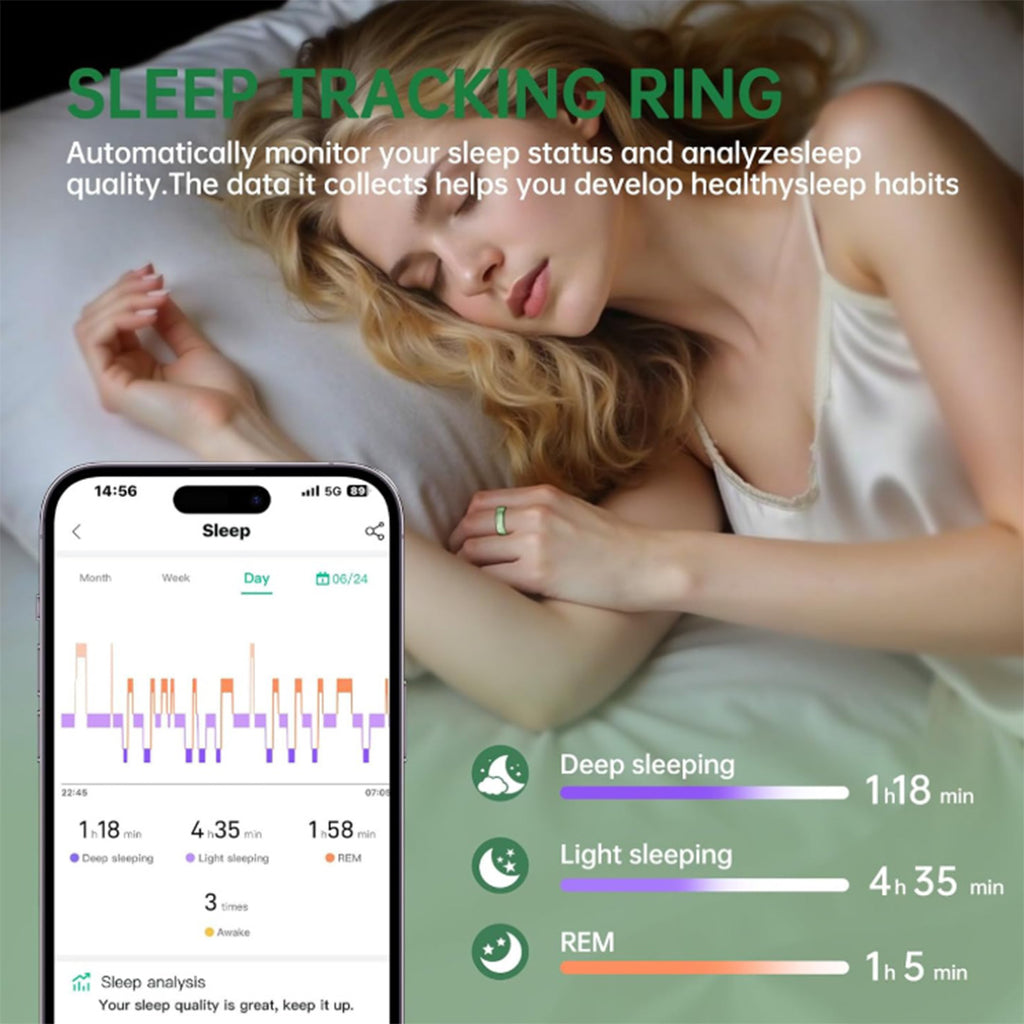 UniJethro Smart Ring – Heart Rate, Sleep & Blood Oxygen Monitor | IP68 Waterproof, No Subscription