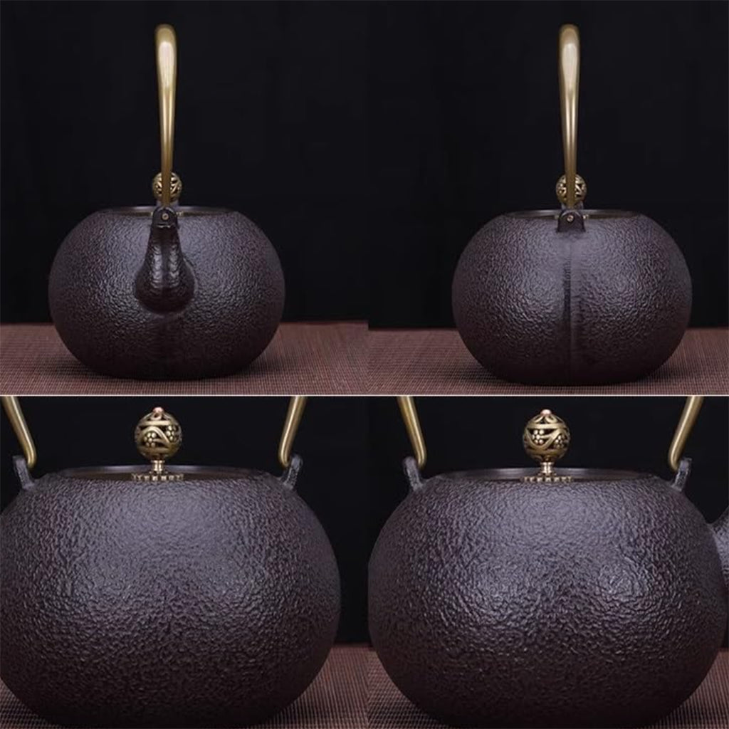 NMGMJQ 1200ml Cast Iron Teapot with Brass Handle | Japanese Tetsubin Kettle
