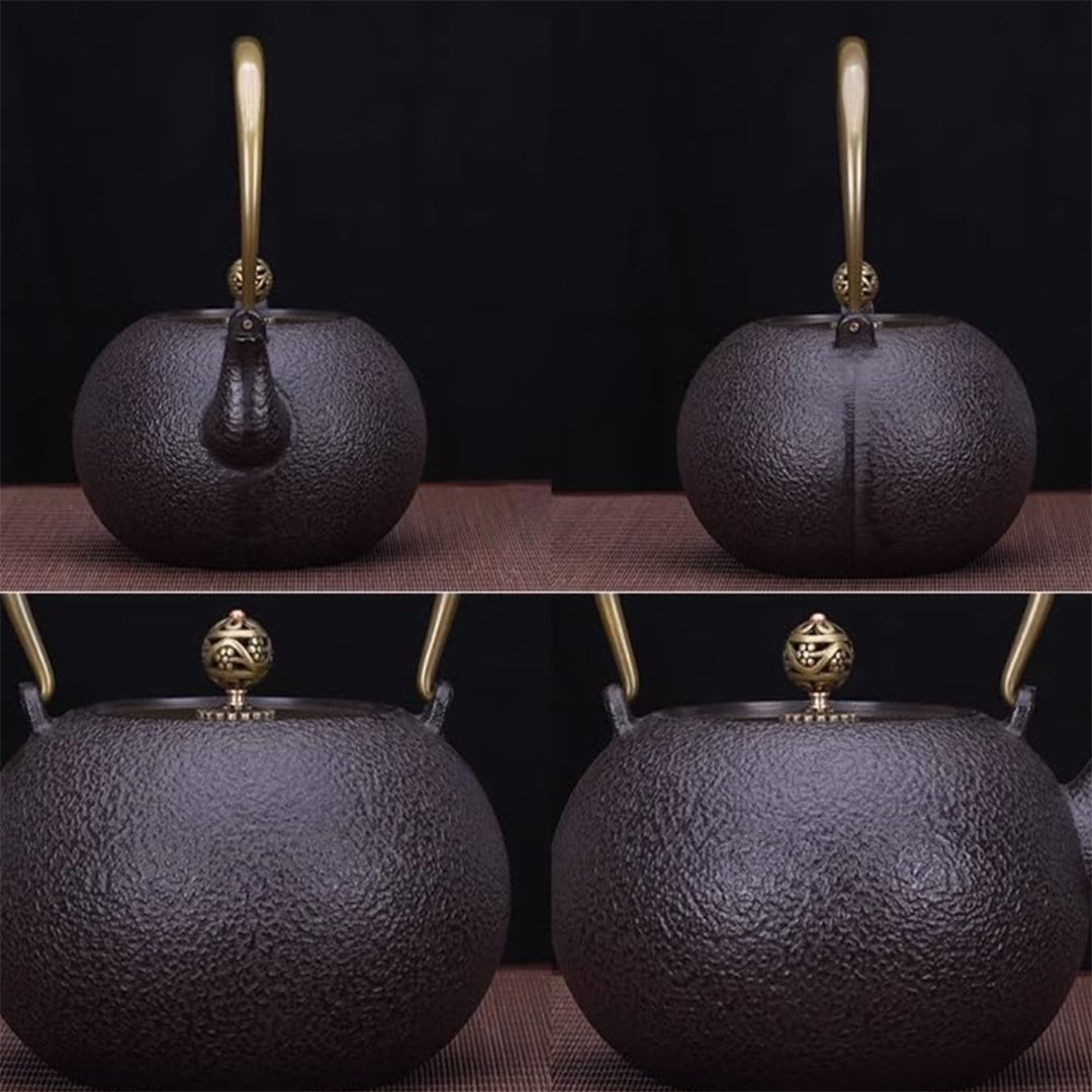 NMGMJQ 1200ml Cast Iron Teapot with Brass Handle | Japanese Tetsubin Kettle