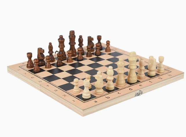3-in-1 Premium Wooden Chess, Checkers, & Backgammon Set