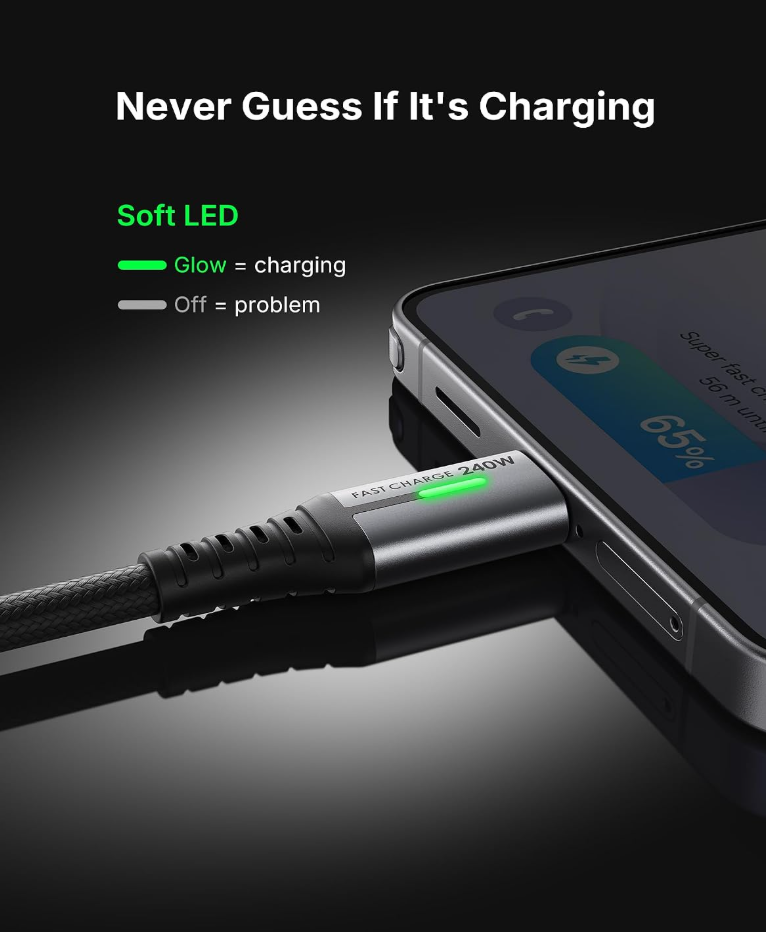 INIU 240W USB-C to USB-C Cable (6.6ft 2-Pack)