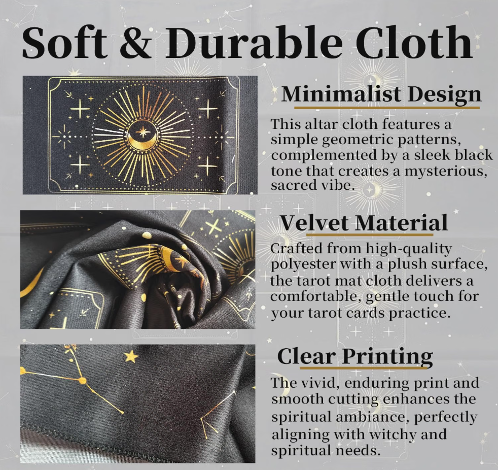 STAR PRINTED BLACK TAROT CLOTH