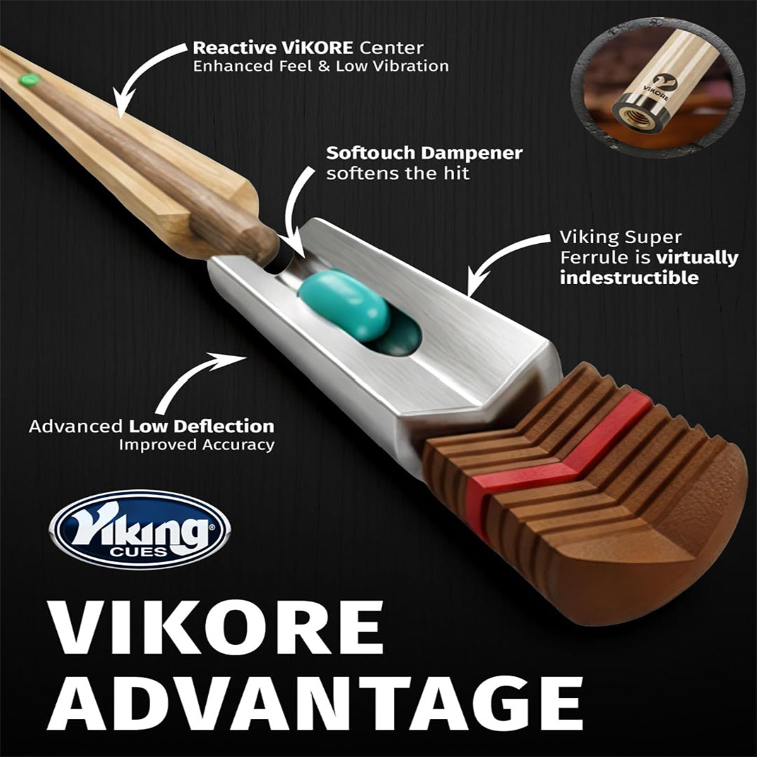 Viking Motore Red Diamond Low‑Deflection Cue with ViKORE Shaft